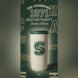 Starbucks ‘26 Limited Edition Heritage 1971 Varsity Stainless Steel Tumbler 12oz
